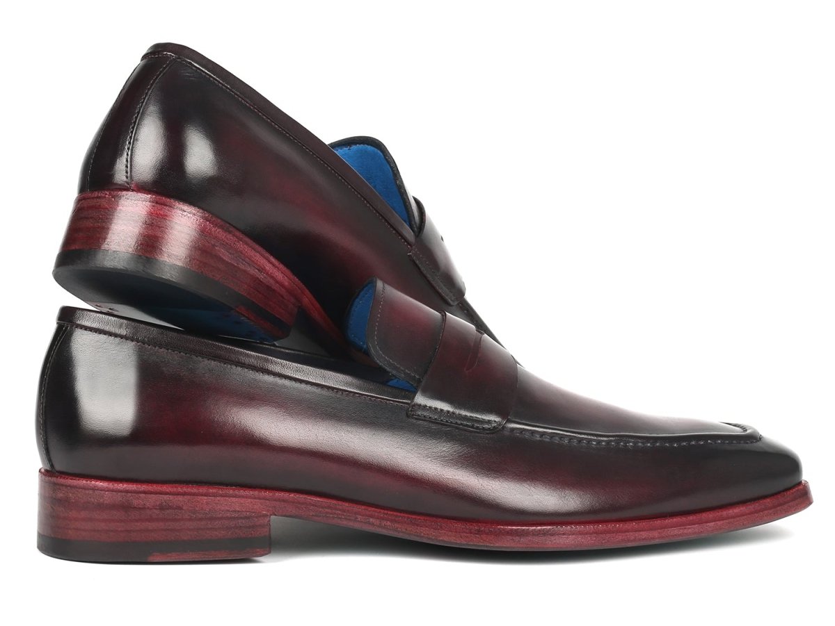 Paul Parkman Men's Purple Burnished Penny Loafers (ID10PR23)