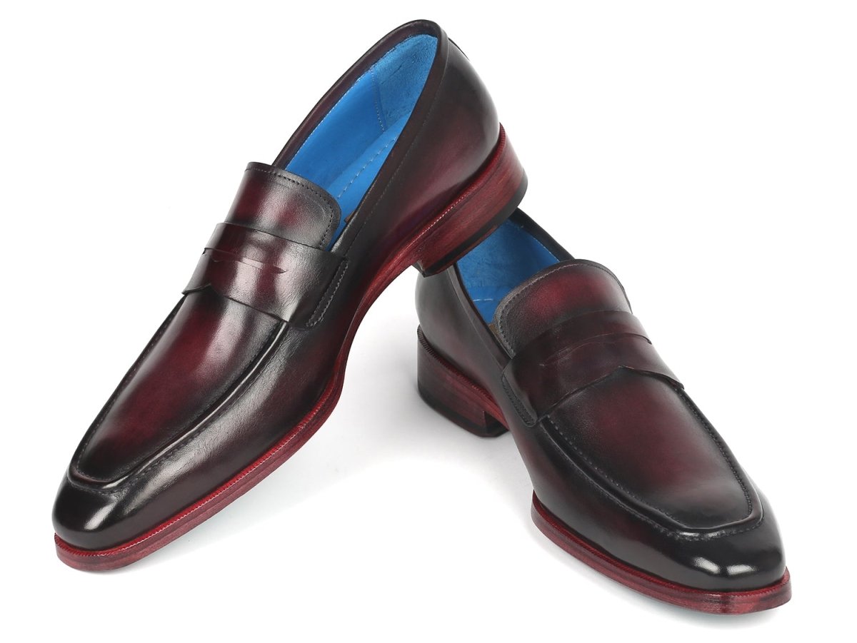 Paul Parkman Men's Purple Burnished Penny Loafers (ID10PR23)