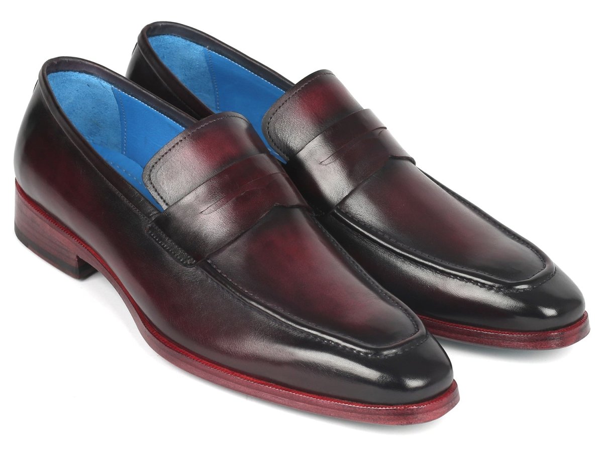 Paul Parkman Men's Purple Burnished Penny Loafers (ID10PR23)