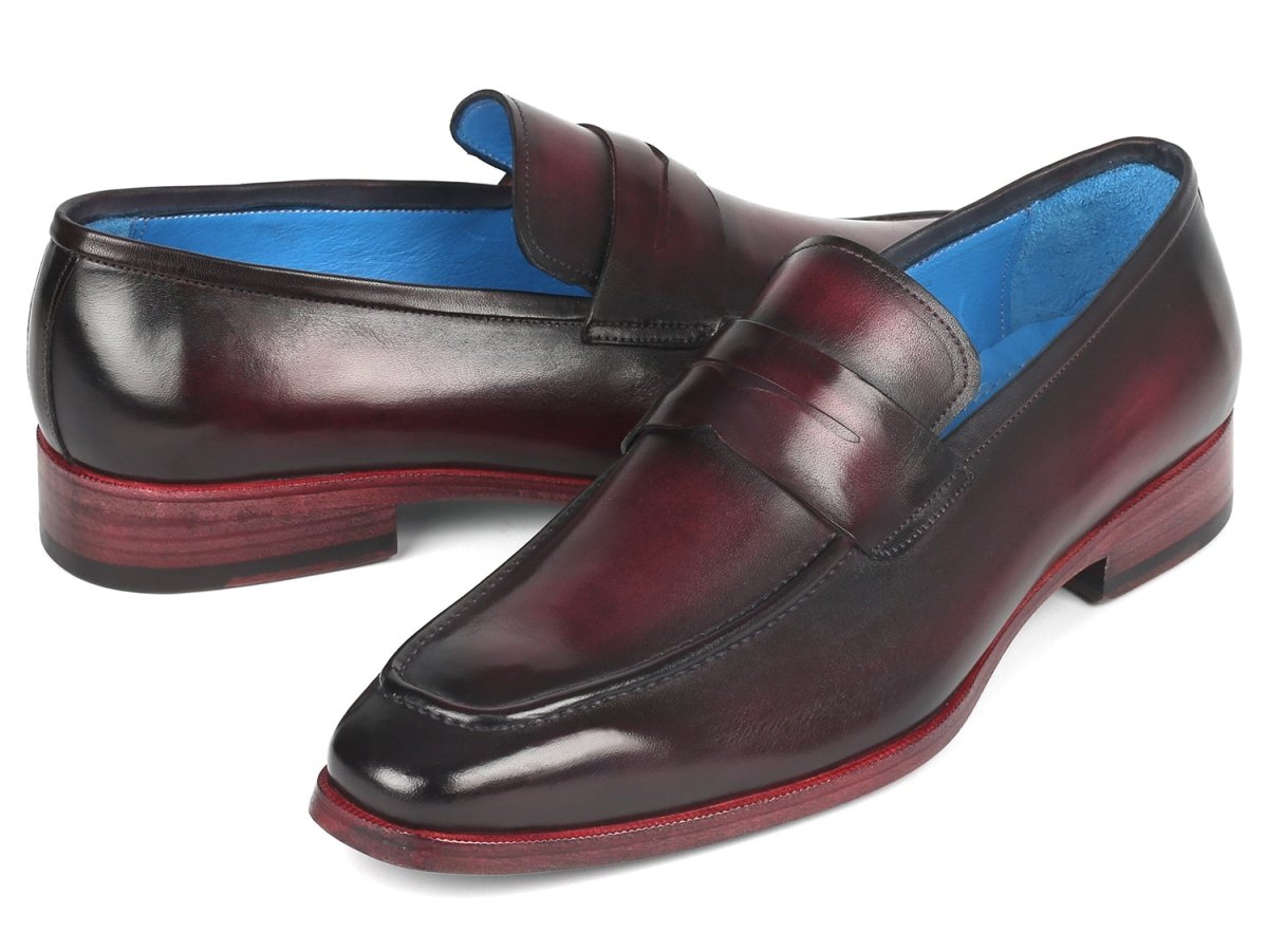 Paul Parkman Men's Purple Burnished Penny Loafers (ID10PR23)
