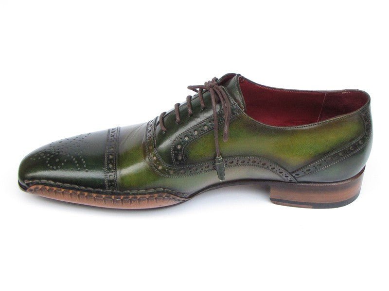 Paul Parkman Men's Side Handsewn Captoe Oxfords Green (ID5032 - GREEN)