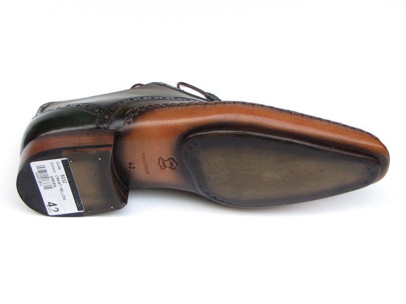 Paul Parkman Men's Side Handsewn Captoe Oxfords Green (ID5032 - GREEN)