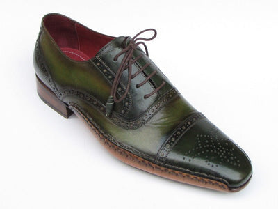 Paul Parkman Men's Side Handsewn Captoe Oxfords Green (ID5032 - GREEN)