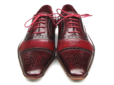 Paul Parkman Men's Side Handsewn Captoe Oxfords - Red / Bordeaux Leather Upper and Leather Sole (ID5032 - BRD)