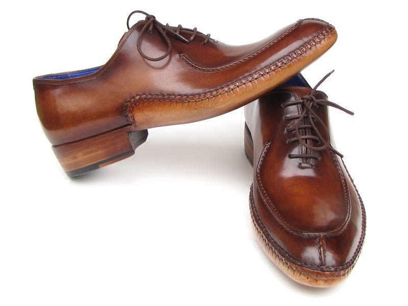 Paul Parkman Men's Side Handsewn Leather Split toe Oxfords in Brown