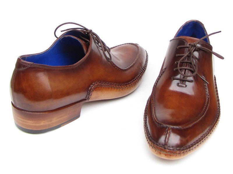 Paul Parkman Men's Side Handsewn Leather Split toe Oxfords in Brown
