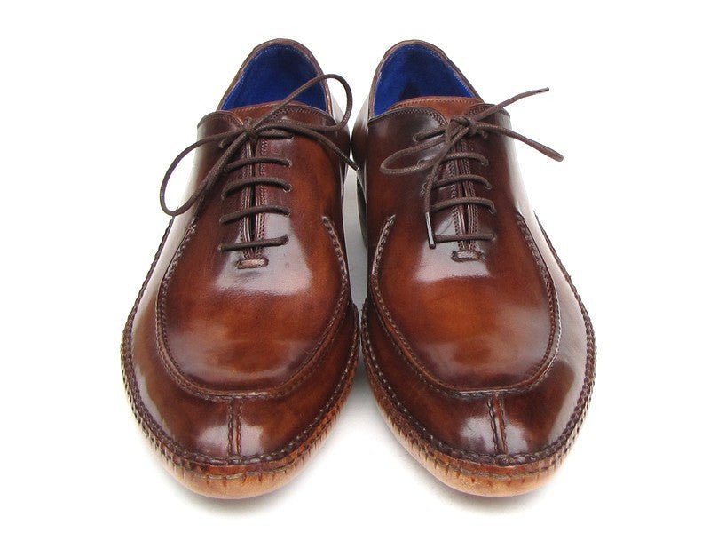 Paul Parkman Men's Side Handsewn Leather Split toe Oxfords in Brown