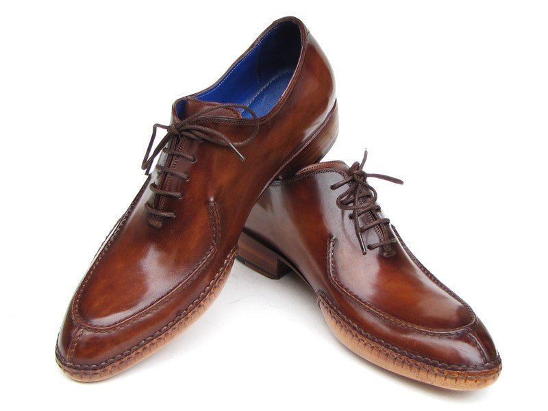 Paul Parkman Men's Side Handsewn Leather Split toe Oxfords in Brown
