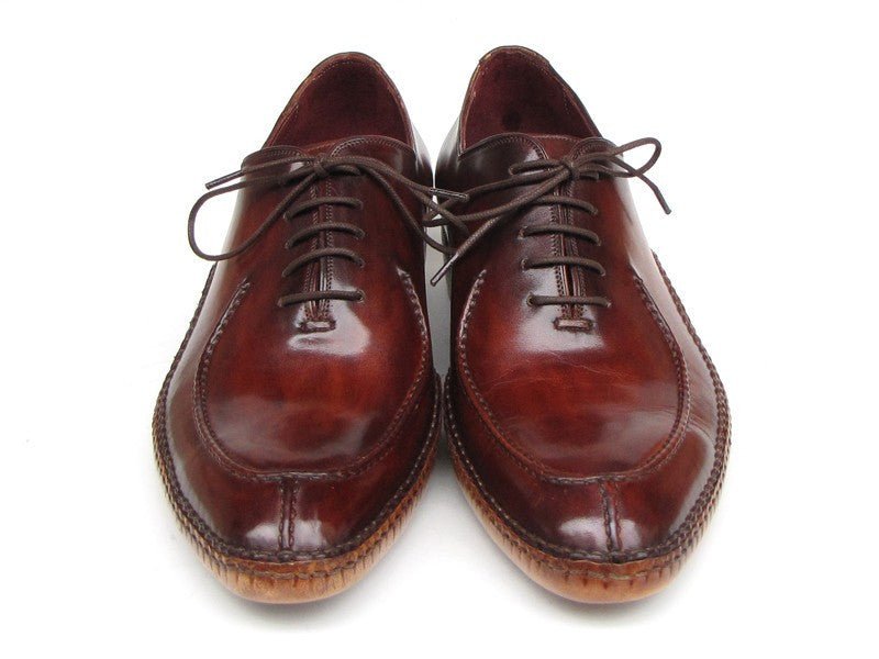 Paul Parkman Men's Side Handsewn Leather Split toe Oxfords in Burgundy