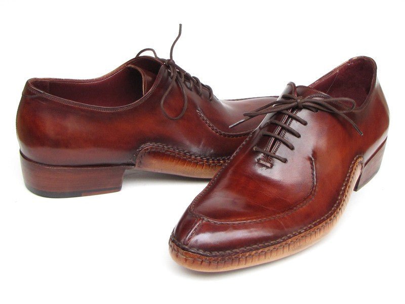 Paul Parkman Men's Side Handsewn Leather Split toe Oxfords in Burgundy