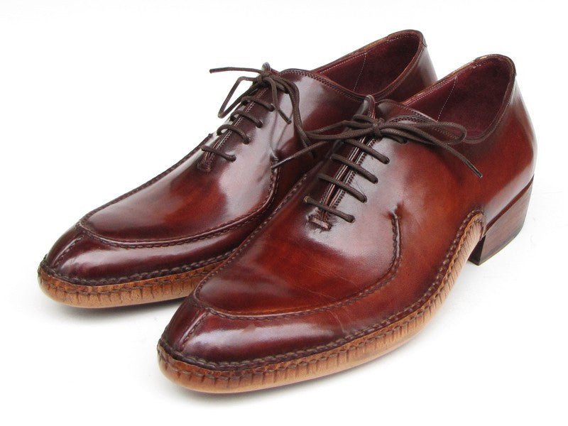 Paul Parkman Men's Side Handsewn Leather Split toe Oxfords in Burgundy