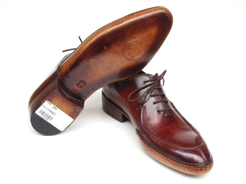 Paul Parkman Men's Side Handsewn Split - toe Burgundy Oxfords (ID054 - BUR)