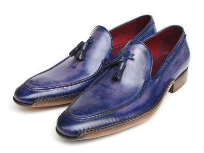 Paul Parkman Men's Side Handsewn Tassel Loafer Blue and Purple (ID082 - BLU - RP)