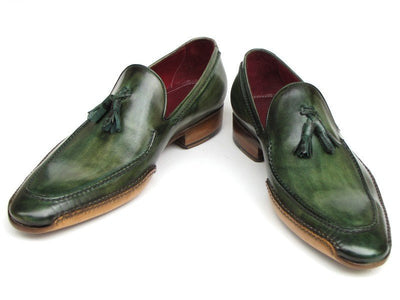 Paul Parkman Men's Side Handsewn Tassel Loafer Green Shoes (ID082 - GREEN)
