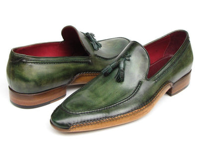 Paul Parkman Men's Side Handsewn Tassel Loafer Green Shoes (ID082 - GREEN)