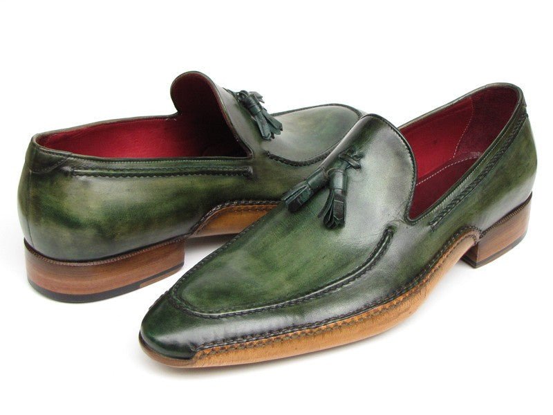 Paul Parkman Men's Side Handsewn Tassel Loafer Green Shoes (ID082 - GREEN)