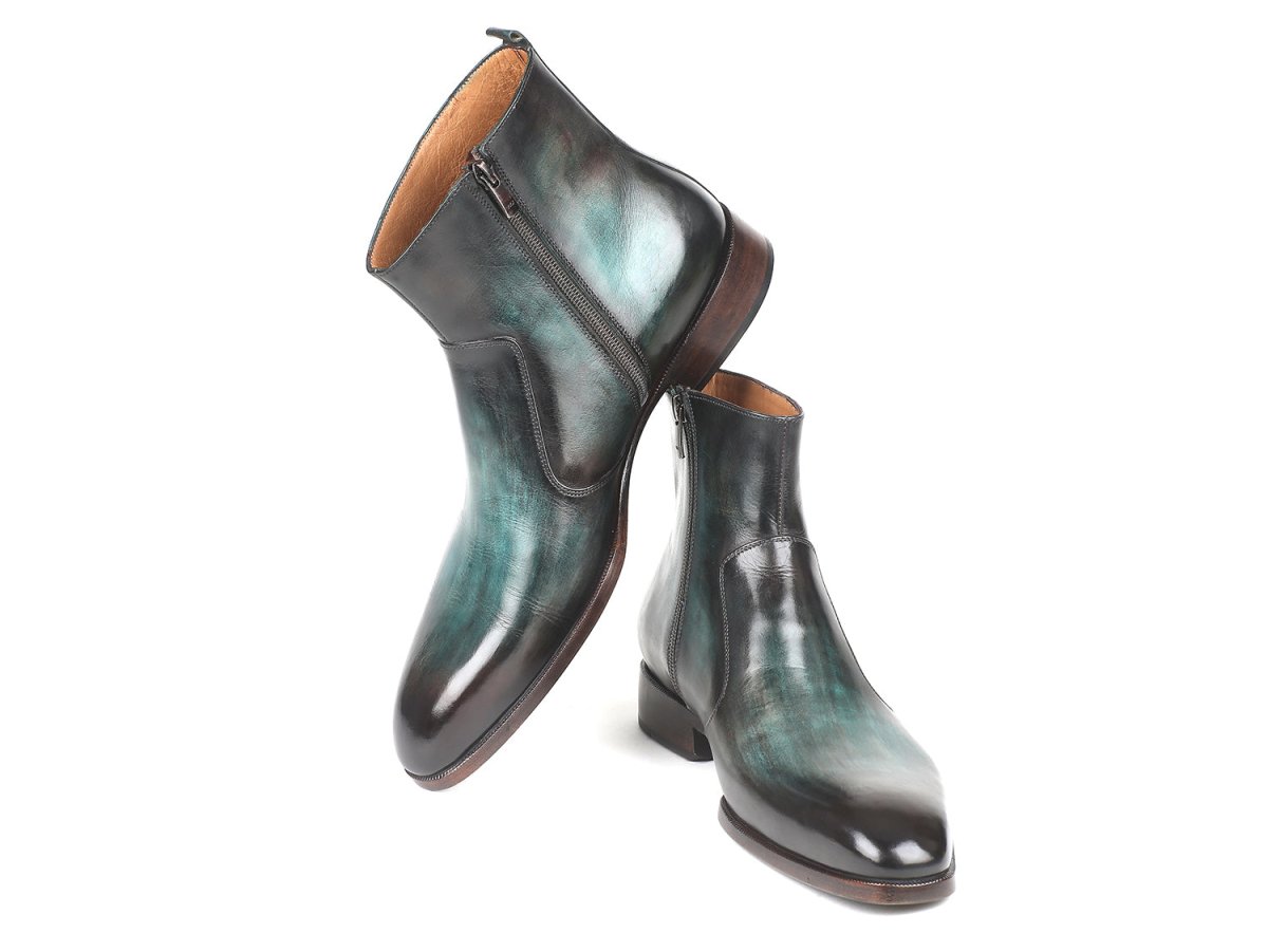 Paul Parkman Men's Side Zipper Boots in Turquoise Burnished