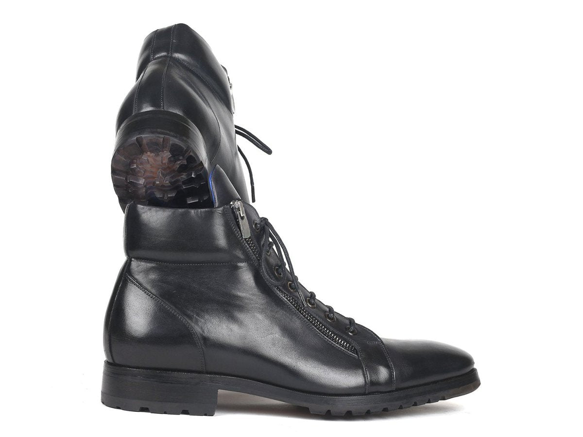Paul Parkman Men's Side Zipper Leather Boots Black (12455 BLK)