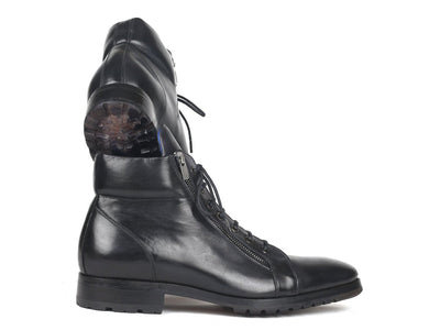 Paul Parkman Men's Side Zipper Leather Boots Black (12455 BLK)