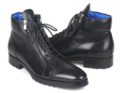 Paul Parkman Men's Side Zipper Leather Boots Black (12455 BLK)