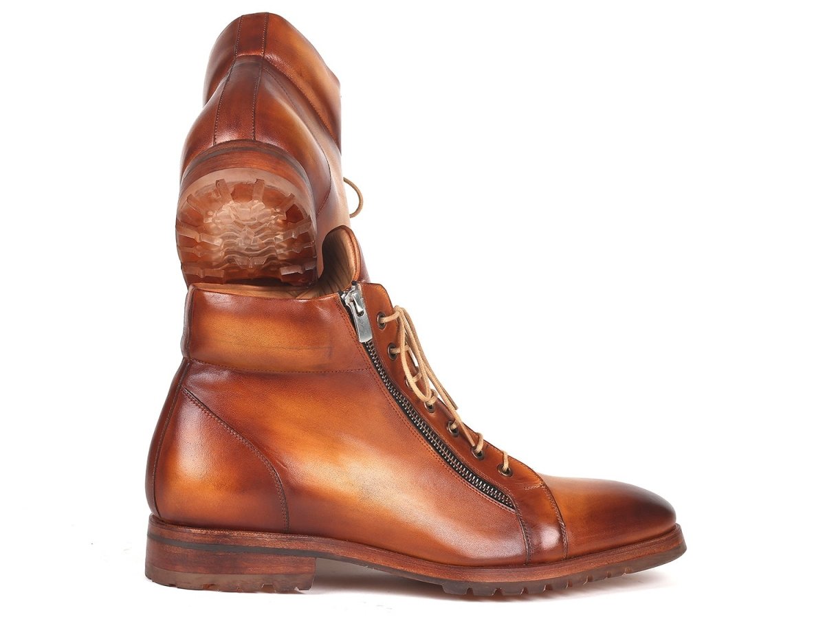 Paul Parkman Men's Side Zipper Leather Boots Light Brown (12455 CML)