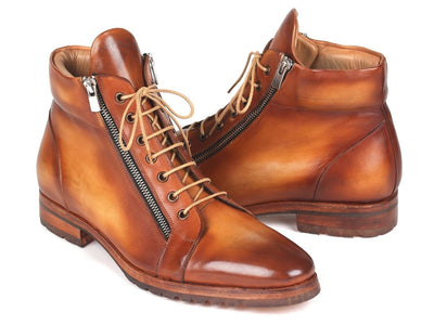 Paul Parkman Men's Side Zipper Leather Boots Light Brown (12455 CML)