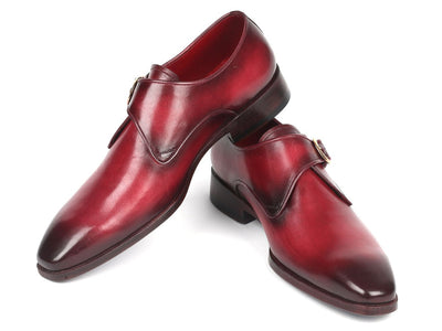 Paul Parkman Men's Single Monkstrap Leather Dress Shoes in Burgundy