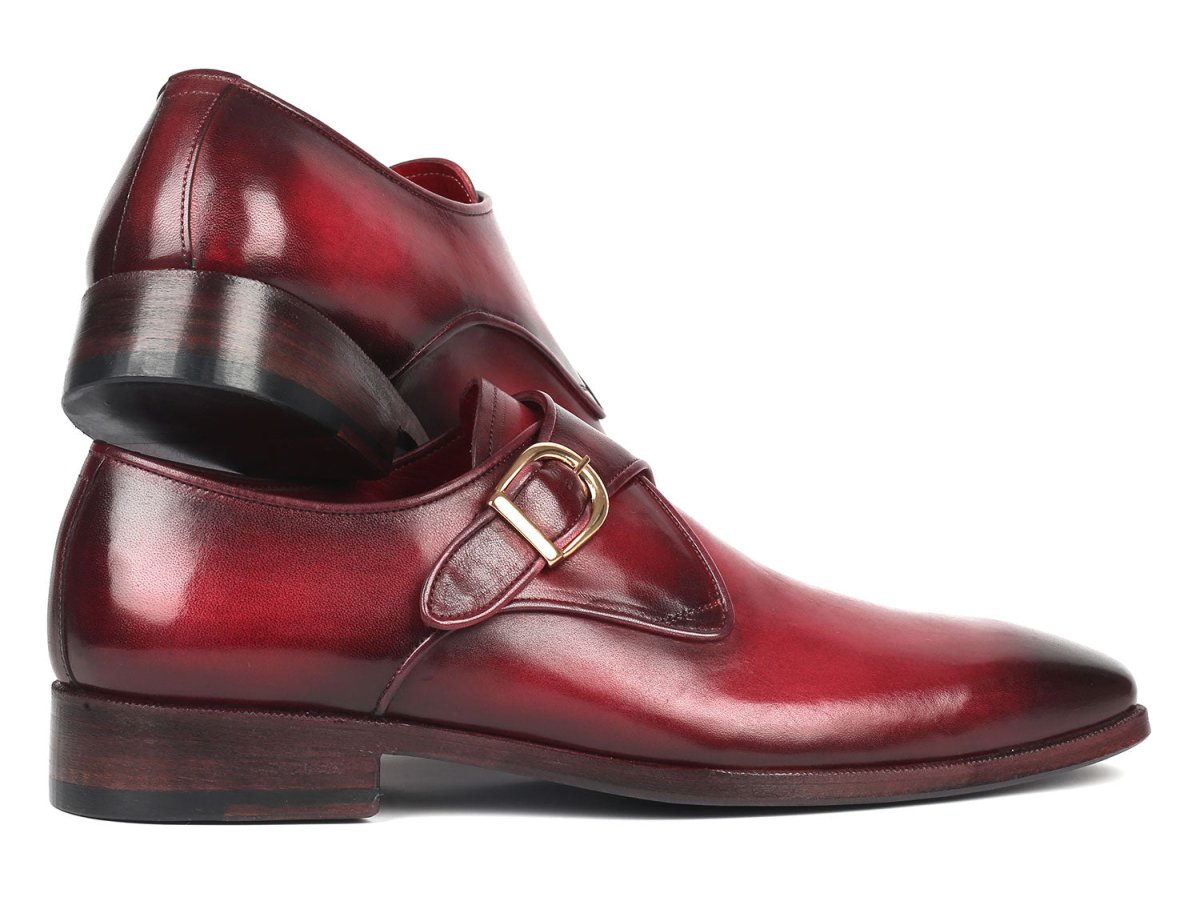 Paul Parkman Men's Single Monkstrap Shoes Burgundy Leather (IDDW984P)