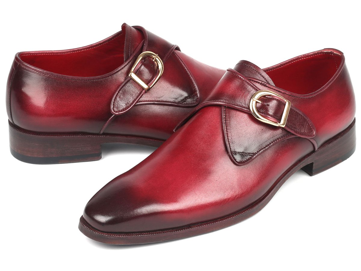 Paul Parkman Men's Single Monkstrap Shoes Burgundy Leather (IDDW984P)