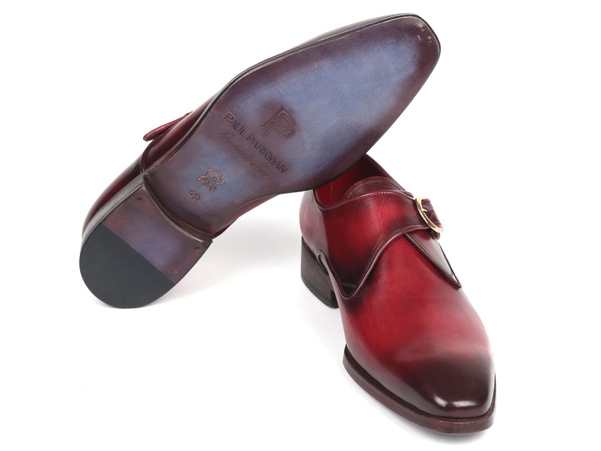 Paul Parkman Men's Single Monkstrap Shoes Burgundy Leather (IDDW984P)