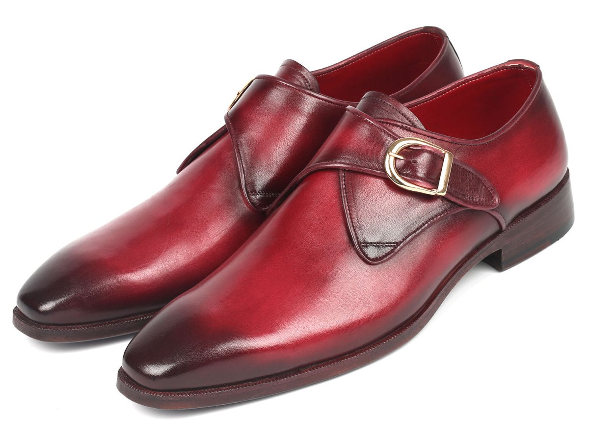 Paul Parkman Men's Single Monkstrap Shoes Burgundy Leather (IDDW984P)