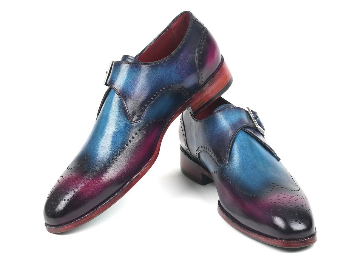 Paul Parkman Men's Single Monkstraps in Blue and Purple