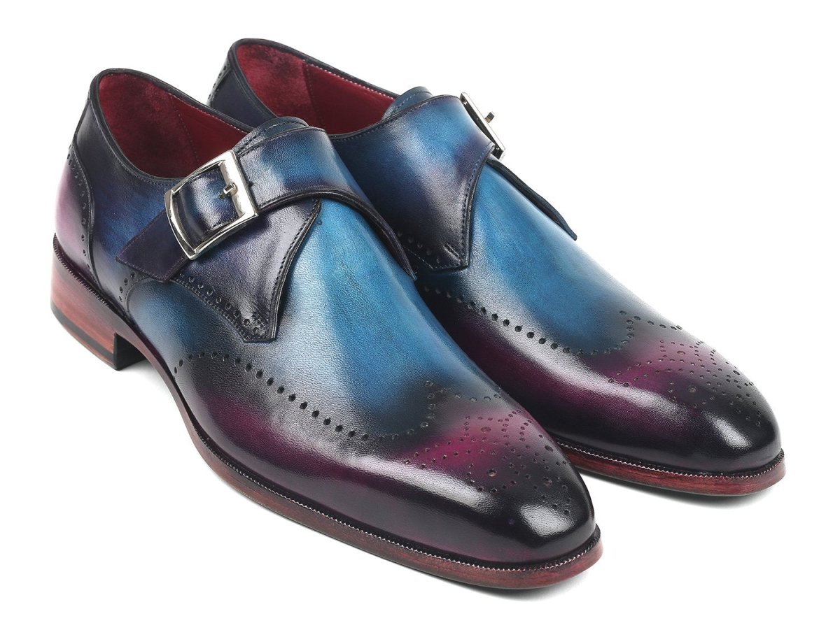 Paul Parkman Men's Single Monkstraps in Blue and Purple