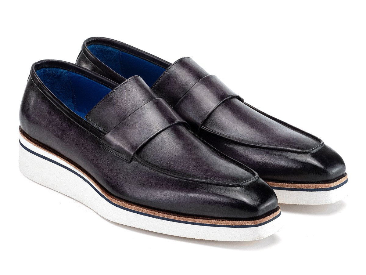 Paul Parkman Men's Smart Casual Leather Loafers in Grey
