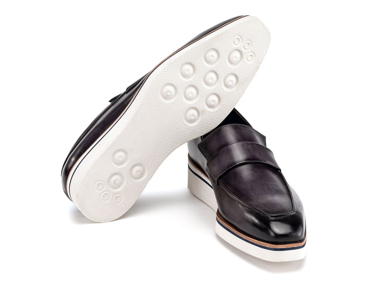 Paul Parkman Men's Smart Casual Leather Loafers in Grey