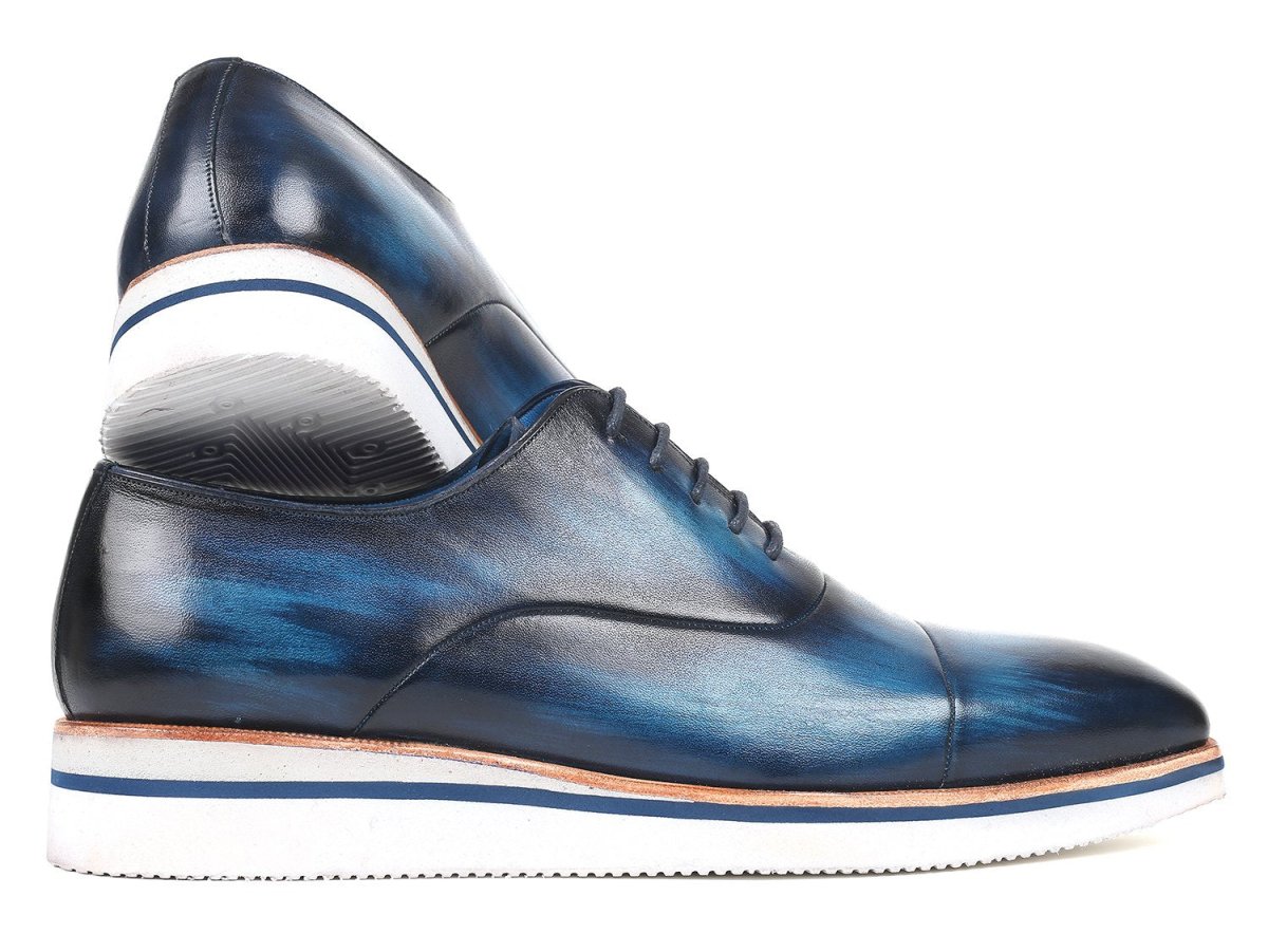 Paul Parkman Men's Smart Casual Leather Oxfords in Blue
