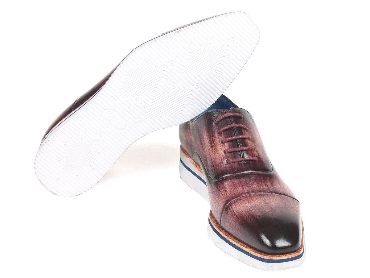 Paul Parkman Men's Smart Casual Leather Oxfords in Purple