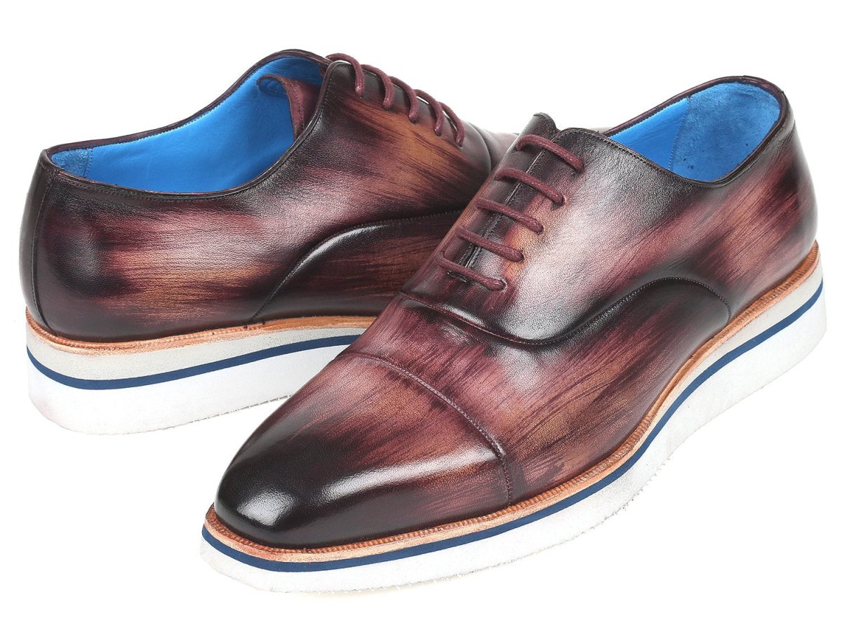 Paul Parkman Men's Smart Casual Leather Oxfords in Purple