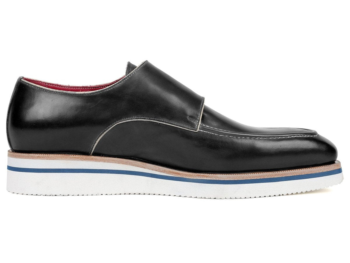 Paul Parkman Men's Smart Casual Monkstrap Shoes Black Leather (ID189 BLK LTH)