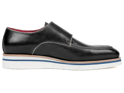 Paul Parkman Men's Smart Casual Monkstrap Shoes Black Leather (ID189 BLK LTH)