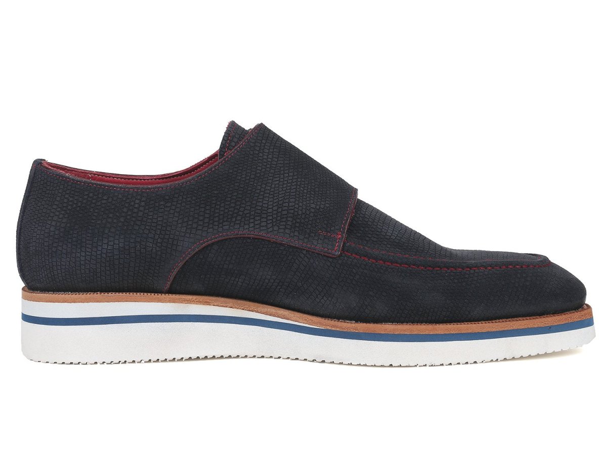 Paul Parkman Men's Smart Casual Monkstrap Shoes Navy Suede (ID189 NVY SD)
