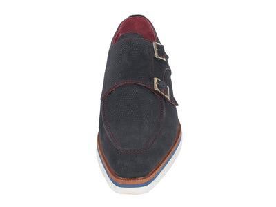 Paul Parkman Men's Smart Casual Monkstrap Shoes Navy Suede (ID189 NVY SD)
