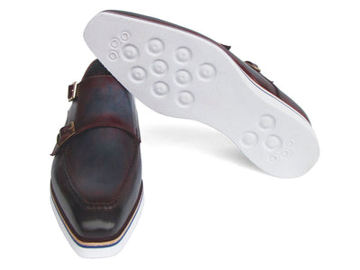 Paul Parkman Men's Smart Casual Monkstraps Blue and Bordeaux Patina