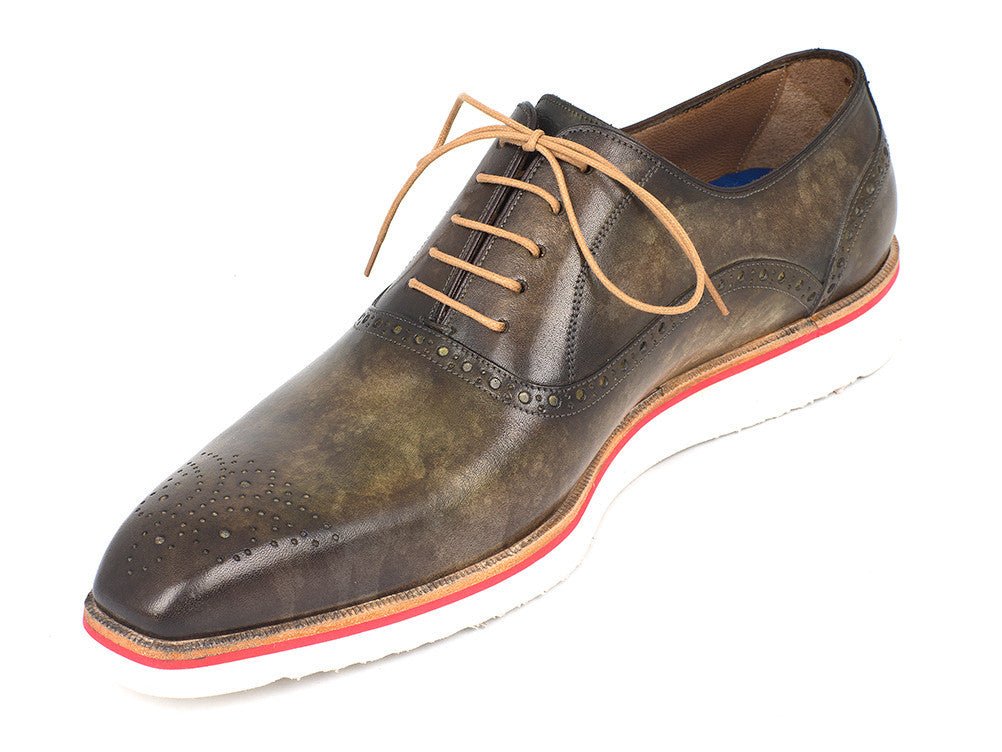 Paul Parkman Men's Smart Casual Oxford Shoes in Army Green