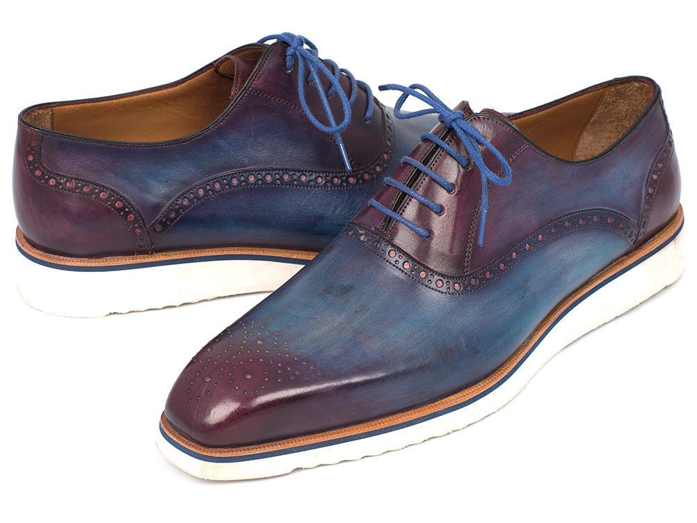 Paul Parkman Men's Smart Casual Oxford Shoes in Blue and Purple