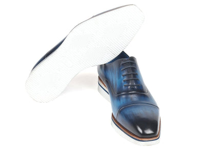 Paul Parkman Men's Smart Casual Oxfords Blue Leather (ID185 BLU LTH)