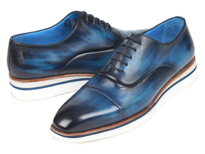 Paul Parkman Men's Smart Casual Oxfords Blue Leather (ID185 BLU LTH)