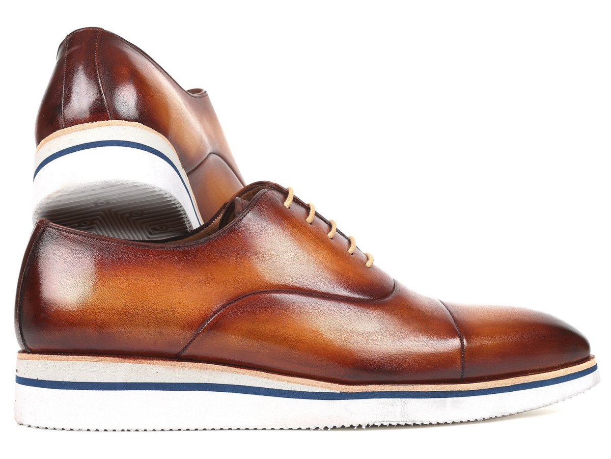 Paul Parkman Men's Smart Casual Oxfords BrownandCamel Leather (ID185 BRW LTH)