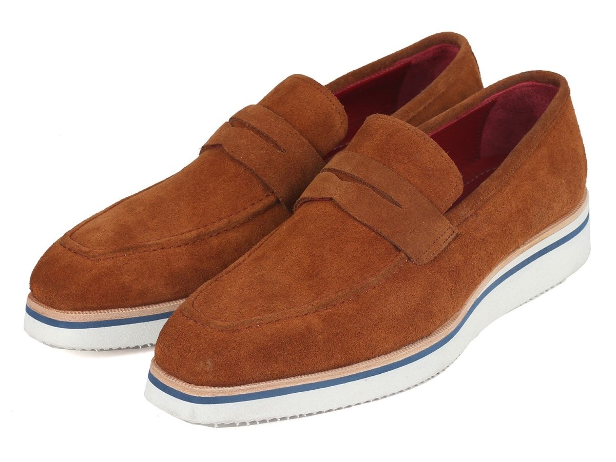 Paul Parkman Men's Smart Casual Penny Loafers Camel Suede (ID180 CML SD)
