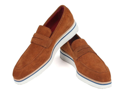 Paul Parkman Men's Smart Casual Penny Loafers Camel Suede (ID180 CML SD)